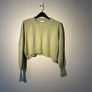 Cropped mint green cable knit boxy sweater size S